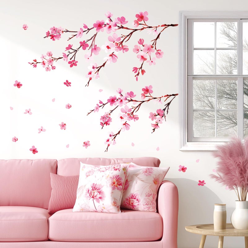 DECOWALL DS6-2003 Watercolor Cherry Blossoms Kids Wall Stickers Wall Decals Peel and Stick Removable Wall Stickers for Kids Nursery Bedroom Living Room dÃ©cor - Image 3